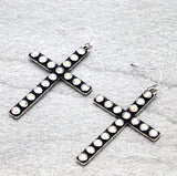 Western Studed Cross Dangle Earrings