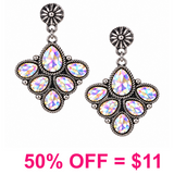 Western Cluster Glass Stone Post Earring