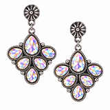 Western Cluster Glass Stone Post Earring