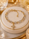 Silver and Gold bracelet with bling cross charm