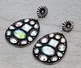 Western Bling Teardrop Concho Stud Earrings