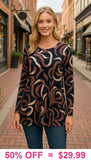 *Espresso Swirl  Long Sleeve Top