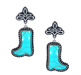 Western Turquoise Cowboy Boot Stitch Post Earring