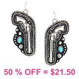 Western Hunting Pistol Dangle Earring