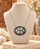 Bling oval concho pendant necklace