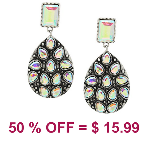 Western Teardrop w/Glass Stone Earring