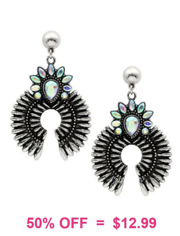 Silver Squash Blossom earrings with bling