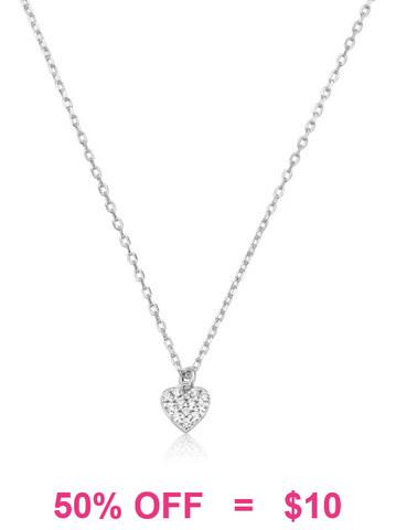 Silver Necklace with Mini Bling Heart pendant