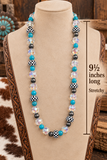 Crystal, Turquoise, Checkered beaded stretchy necklace