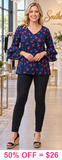 NEW Navy blue top with cherry print