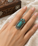 Turquoise rectangle stone stretch ring