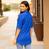 Blue Textured button up shirt