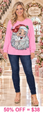 Sequin Santa patch pink long sleeve top
