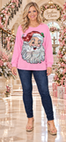 Sequin Santa patch pink long sleeve top