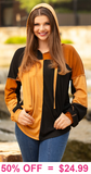 Rust & Black stitched color block hoodie