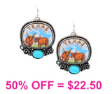 Western Texas Longhorn Dangle Earring