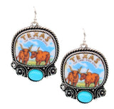 Western Texas Longhorn Dangle Earring