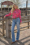 Pink Cowgirl boot & Bows mesh top
