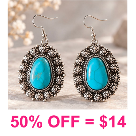 Western Teardrop Dangling Earrings