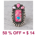 Cotton Candy Stone with Silver tone Frame Ring