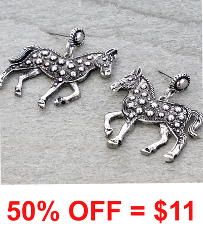 Western Bubble Dot Horse Earrings