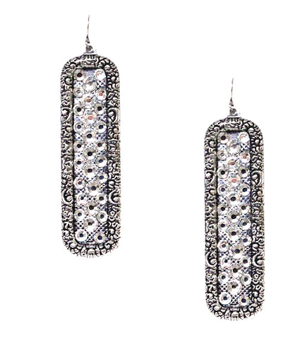 Bling Rectangle Earring w/Design Border
