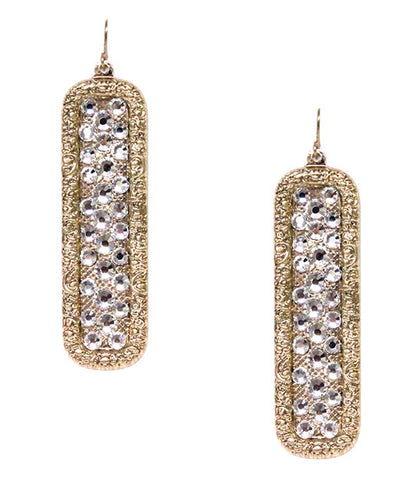 Bling Rectangle Earring w/Design Border