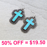 Western Cross Stone Earring