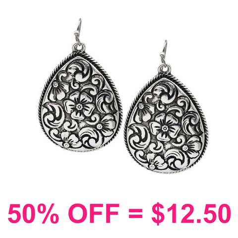 Western Floral Teardrop Earring