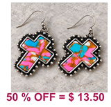 Western Stone Cross Earring