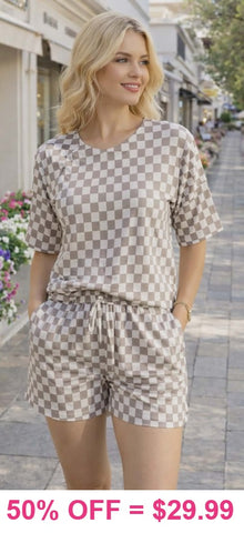 3X : Checkered top and shorts set