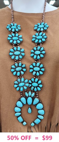 X-LARGE Turquoise Squash Blossom Necklace