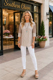 Checkered 3/4 sleeve top