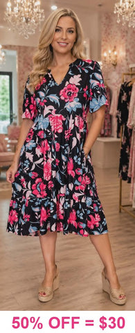 Pink and Blue floral dress