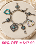 Turquoise, Heart and Keys charm bracelet