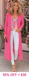 S/M : Hot Pink duster cardigan with pockets