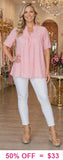 Pink ruffle v-neck blouse