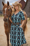 S, M, 3XTurquoise & Black Tribal Dress