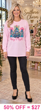MERRY & BRIGHT Pink long sleeve top