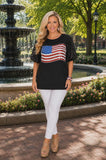 USA Sequin flag black top