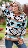 S,L,XL, 2X, 3X : WARM TRIBAL SWEATER