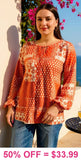 Beautiful Orange Paisley Patchwork Top