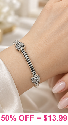 Silver rope, Bling section, stretch bracelet