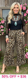 PRE-ORDER : Leopard ruffled wide leg capri