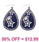 Bling Trim teardrop earrings with stars & Football
