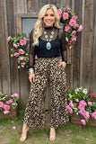 PRE-ORDER : Leopard ruffled wide leg capri