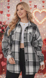XL,2X,3X : Grey plaid shacket