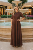 PRE-ORDER : Brown Mesh Dress with lining