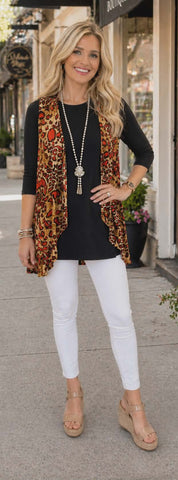 Red & Tan Leopard Vest