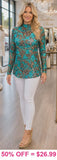 Turquoise & Leopard mesh top